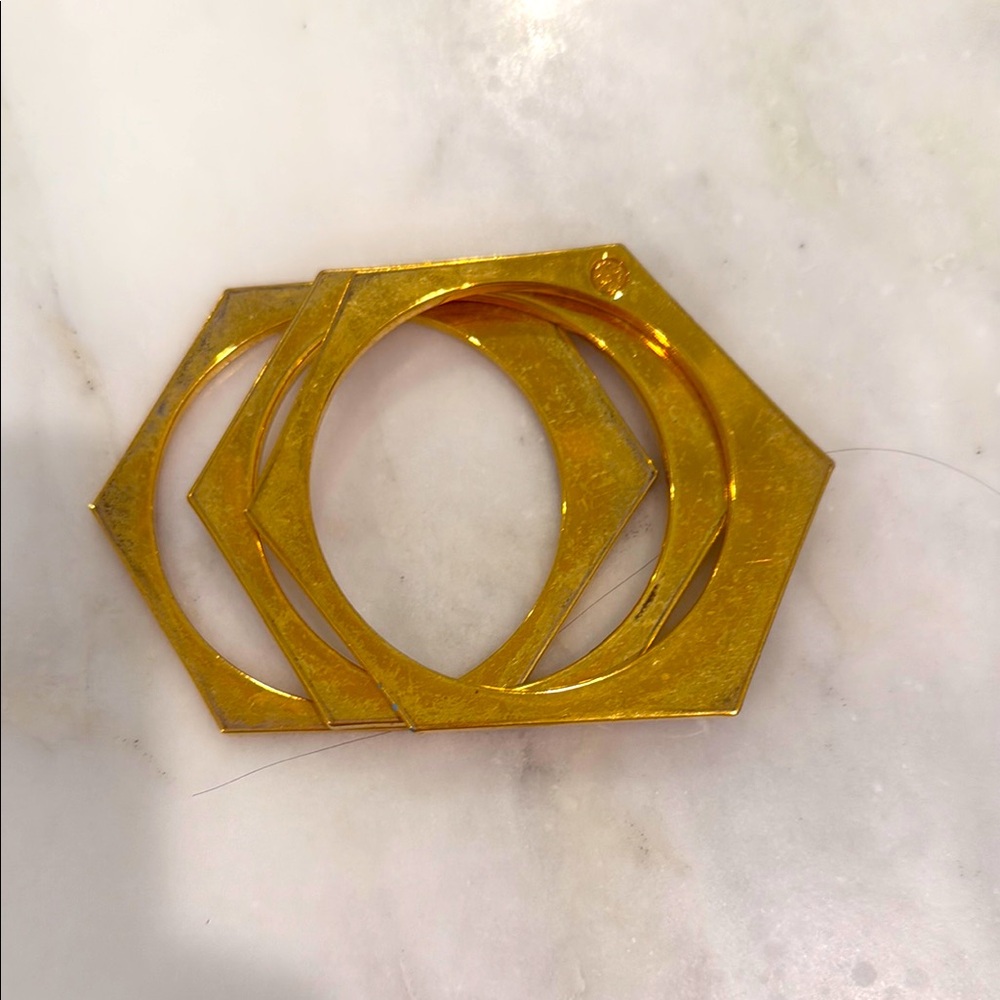 Tory Burch Gold Hexagon Bracelets